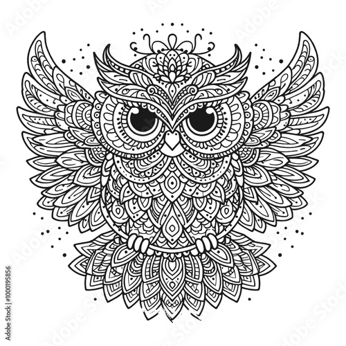 Owl coloring page mandala design for AI generates vector art