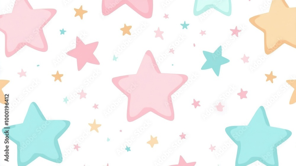 Cute pastel star pattern on a white background Cute pastel star pattern on a white background