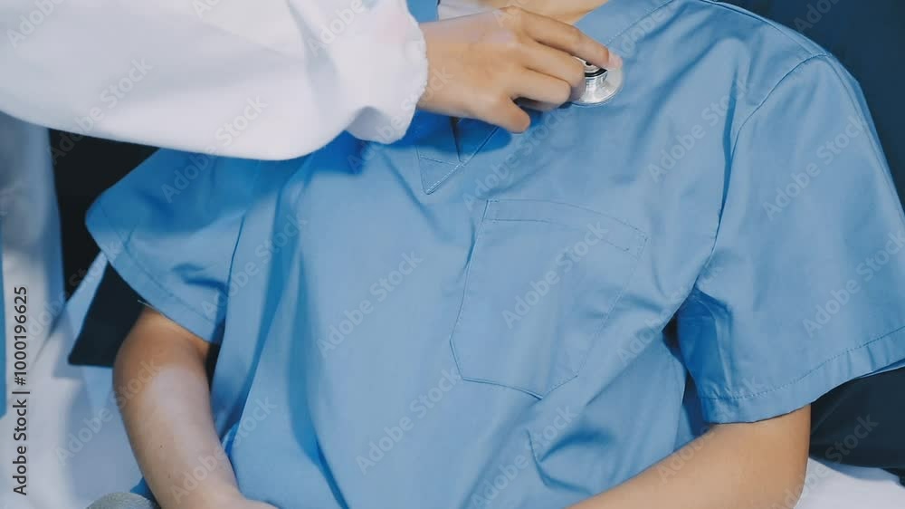 female doctor checking heartbeat of patient in the hospital. female doctor checking heartbeat of patient in the hospital.