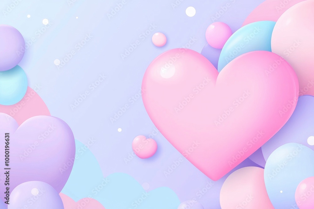 Pink pastel heart shaped frame border with a bubble background Pink pastel heart shaped frame border with a bubble background