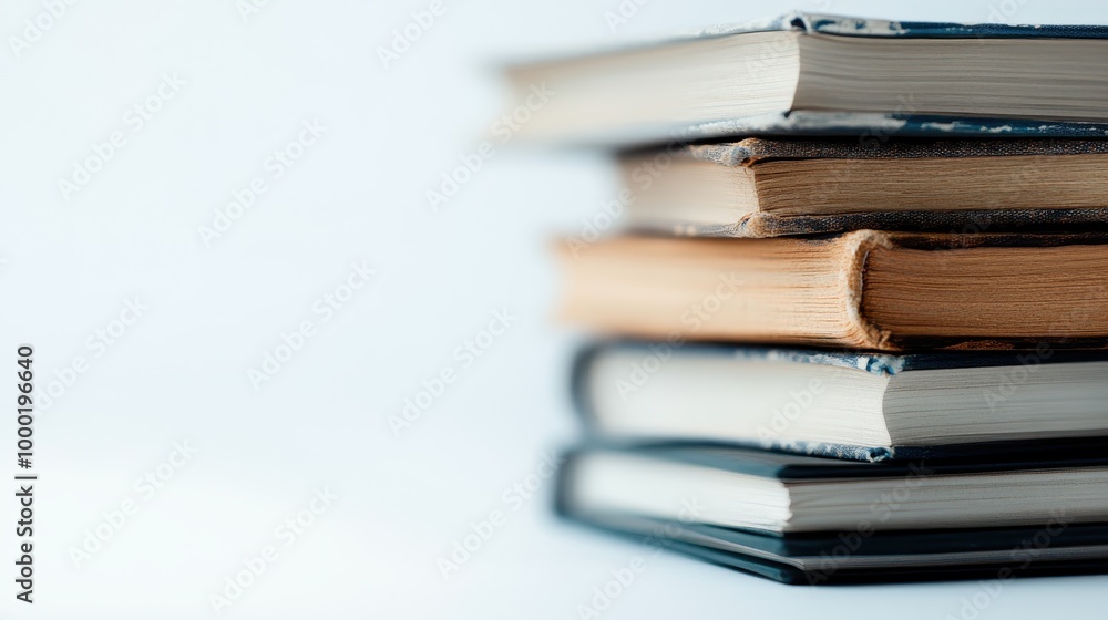 A neatly stacked pile of books showcasing different shades of colors ranging from light to dark. Ideal for themes involving reading, knowledge, or study material. A neatly stacked pile of books showcasing different shades of colors ranging from light to dark. Ideal for themes involving reading, knowledge, or study material.
