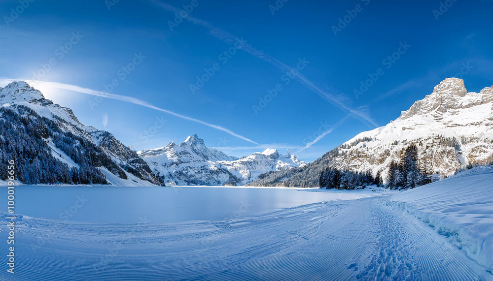 Fototapeta premium Snow-Covered Peaks of the Swiss Alps