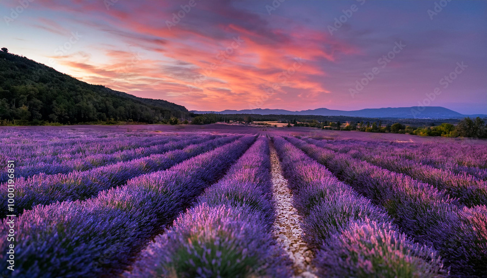 Naklejka premium Golden Fields of Provence at Dusk