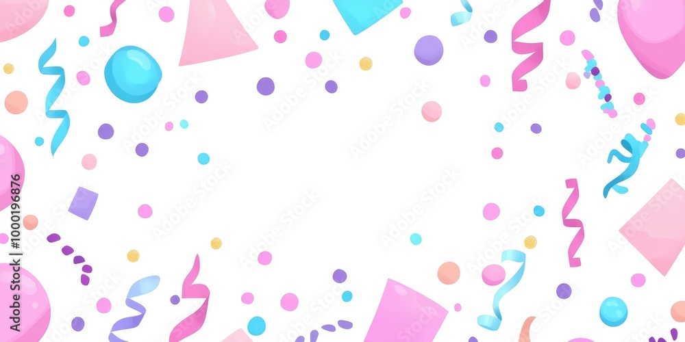 Seamless pattern with pastel confetti and ribbons on a white background Seamless pattern with pastel confetti and ribbons on a white background