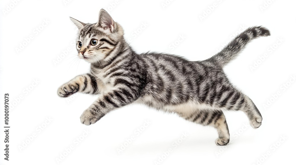 playful american shorthair cat jumping on white background pet photography playful american shorthair cat jumping on white background pet photography