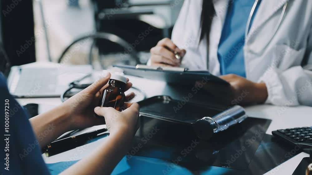Female doctors who treat patients make an appointment to listen to the results after a physical examination and explain medical information and diagnose the disease. Medical concepts and good health. Female doctors who treat patients make an appointment to listen to the results after a physical examination and explain medical information and diagnose the disease. Medical concepts and good health.