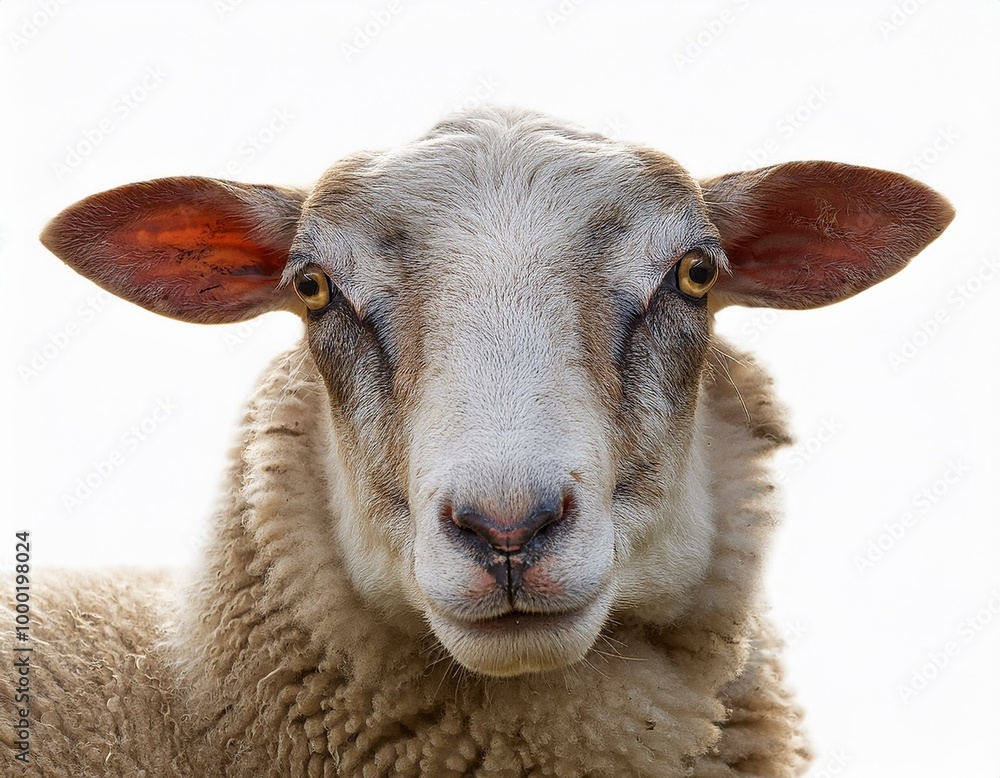 close up of a sheep isolated on white background close up of a sheep isolated on white background