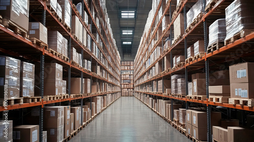 Wallpaper Mural Distribution center with box packaging on shelves Torontodigital.ca