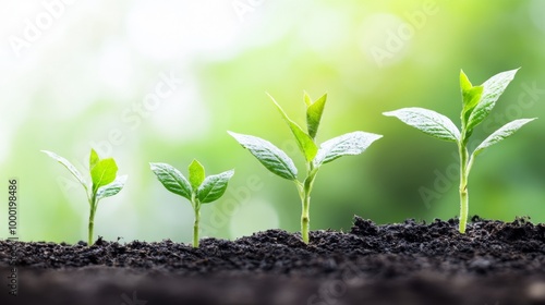  Green Sprouts Growing in Soil Under Sunlight