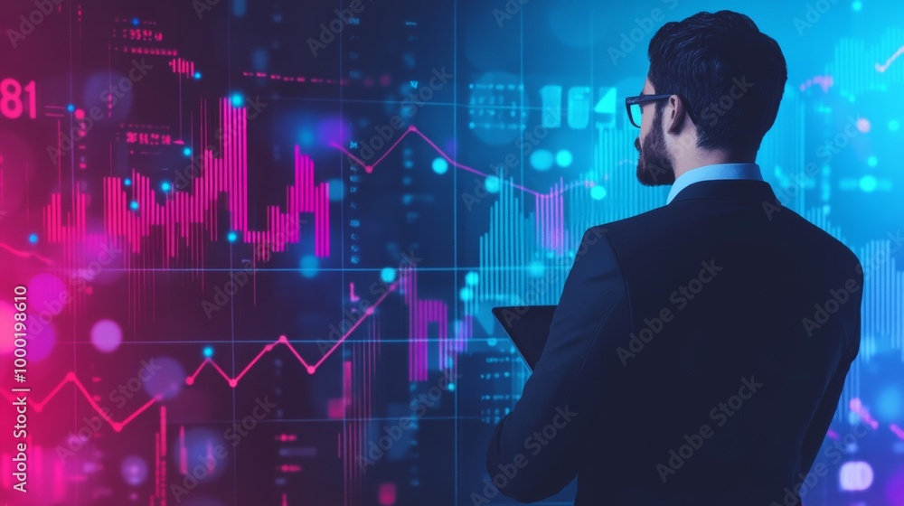 Data Analyst Viewing Graphs on Digital Interface Data Analyst Viewing Graphs on Digital Interface