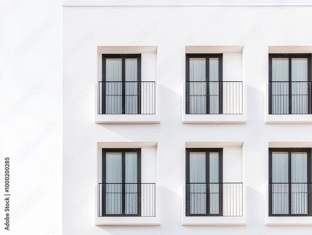 Minimalist bank building with smooth white walls, sleek glass panels, and no visible decoration, Contemporary, natural lighting, soft shadows Minimalist bank building with smooth white walls, sleek glass panels, and no visible decoration, Contemporary, natural lighting, soft shadows