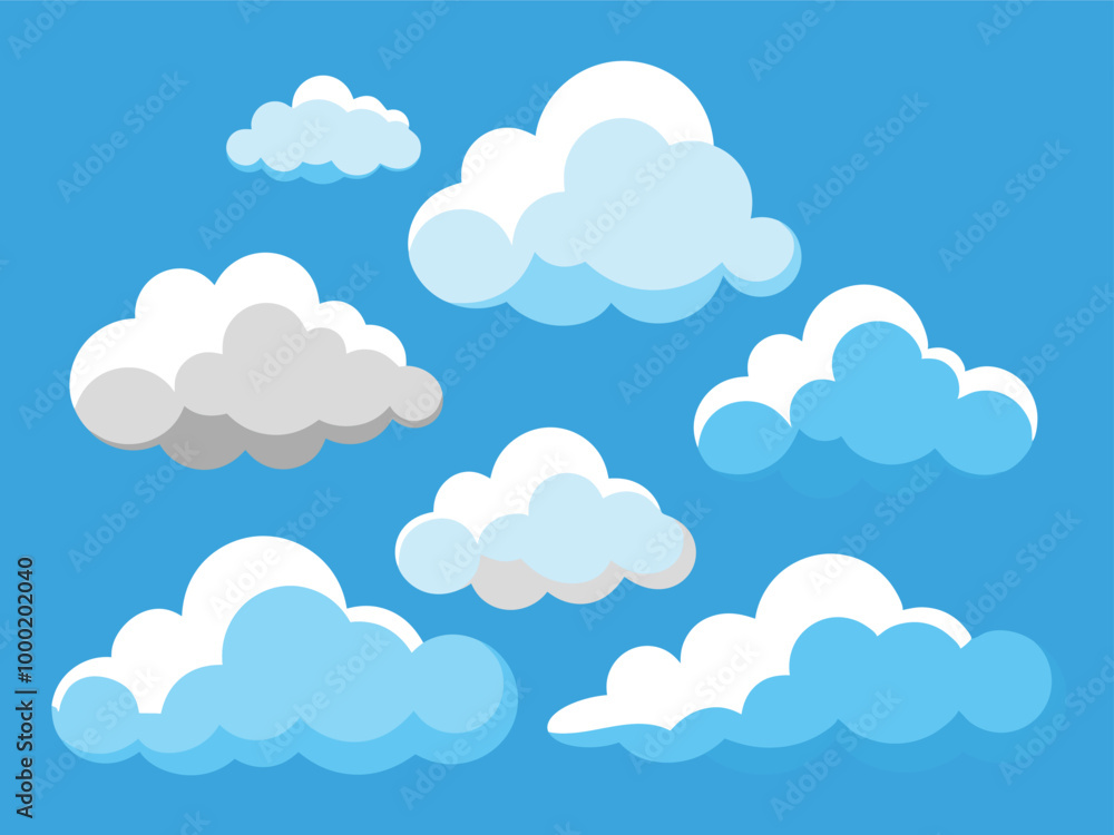Cloud vector pack, flat cloud illustration set. Cloud vector pack, flat cloud illustration set.