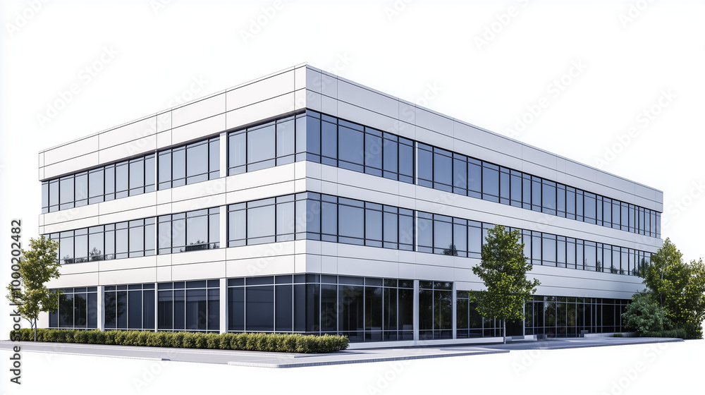 Office building, Business center building on a white background, Business and work