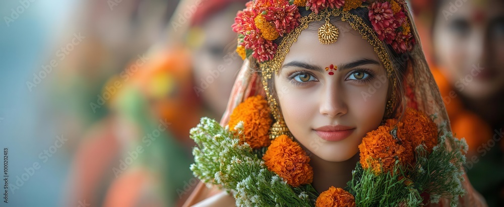women in india adorned in vibrant sarees and gold jewelry gracefully carrying religious offerings in a colorful festival setting reflecting deep cultural traditions and the spirit of celebration women in india adorned in vibrant sarees and gold jewelry gracefully carrying religious offerings in a colorful festival setting reflecting deep cultural traditions and the spirit of celebration
