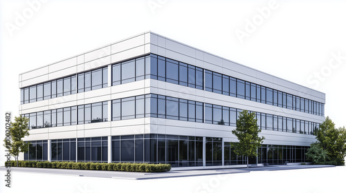 Office building, Business center building on a white background, Business and work