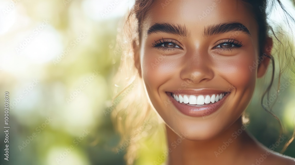 radiant latina model with flawless skin and dazzling white teeth her warm smile lighting up the frame against a soft luminous background perfect for dental advertising radiant latina model with flawless skin and dazzling white teeth her warm smile lighting up the frame against a soft luminous background perfect for dental advertising
