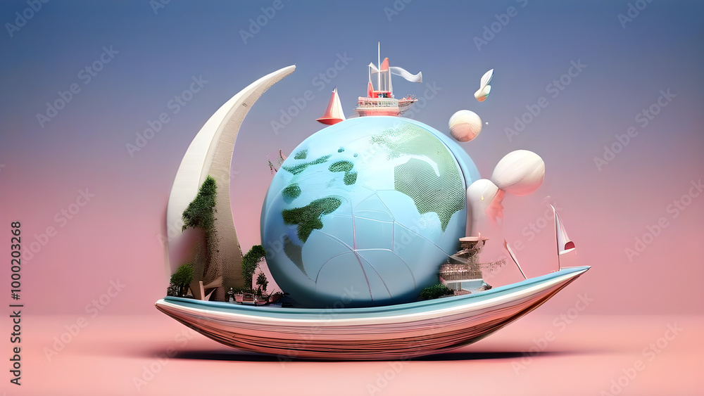 Fototapeta premium globe on a boat