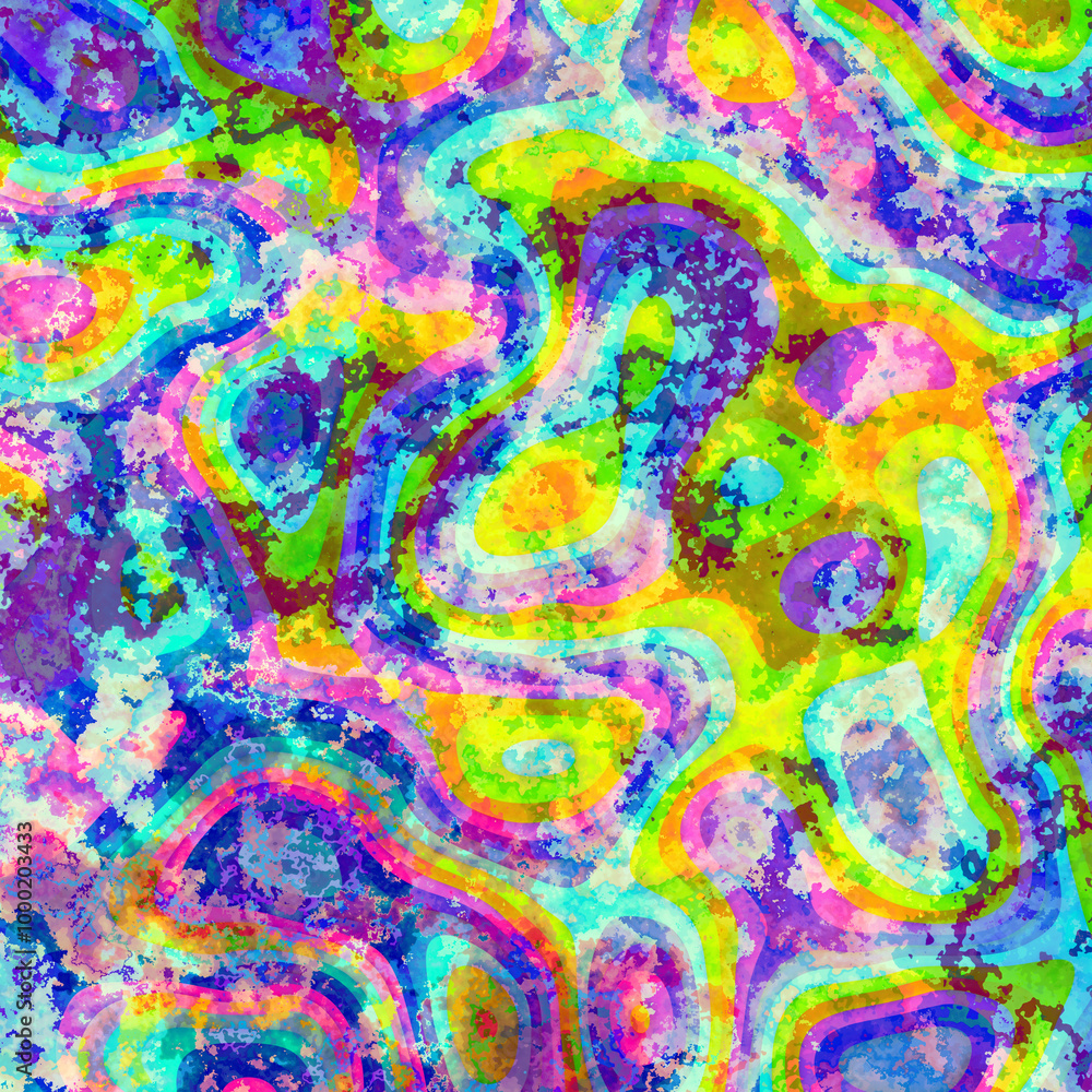 Abstract colorful wavy groovy psychedelic background. Grunge retro psychedelic background Abstract colorful wavy groovy psychedelic background. Grunge retro psychedelic background