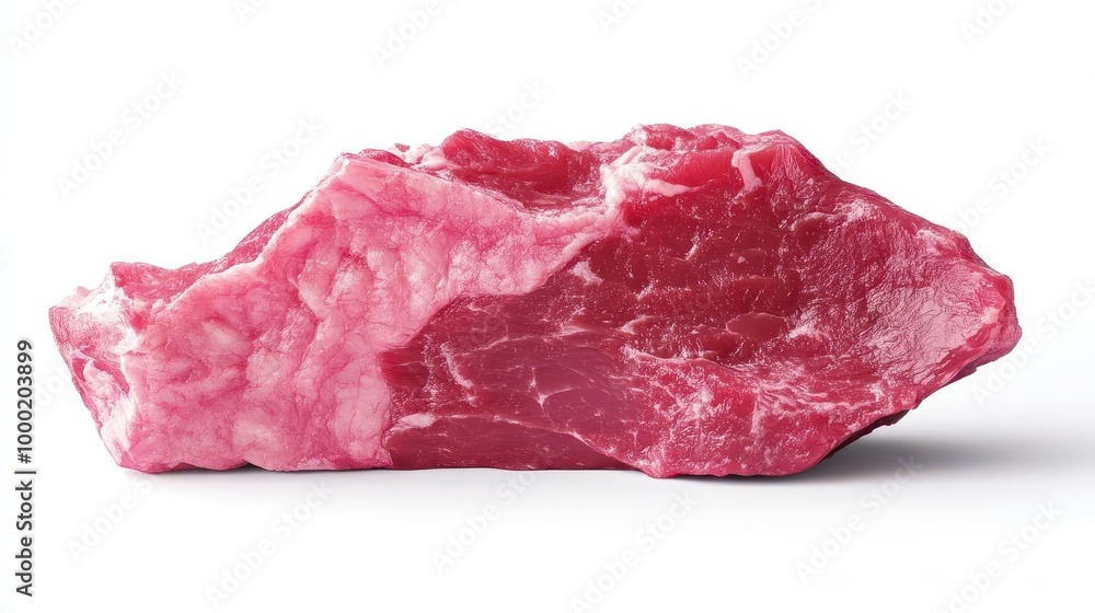 Obraz premium raw beef meat cutout on clean white background showcasing texture and marbling aigenerated photo