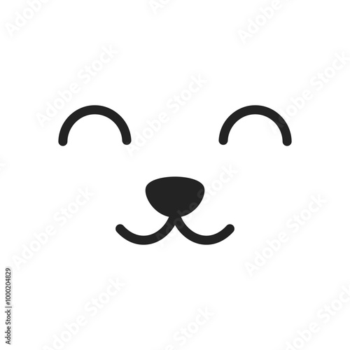 Dog or cat Yours pet cute face black isolated illustration with cartoon vibes. Vector icon in flat style