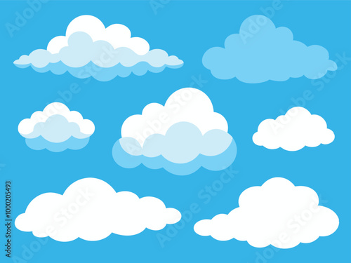 Cloud vector pack, flat cloud illustration set.
