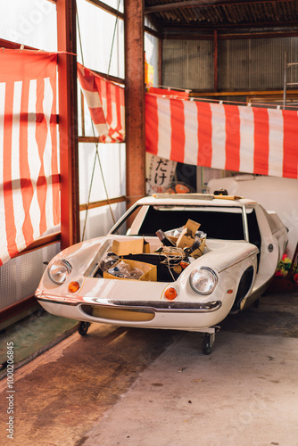 racing car in the garage