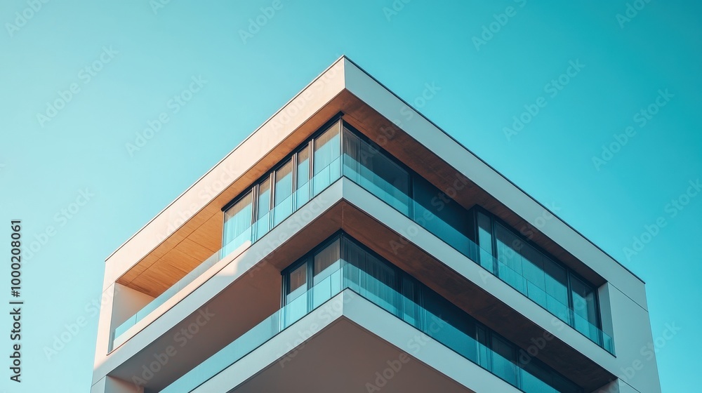 sleek, modern apartment building with sharp angles and large windows, shot from an elevated perspective. sleek, modern apartment building with sharp angles and large windows, shot from an elevated perspective.