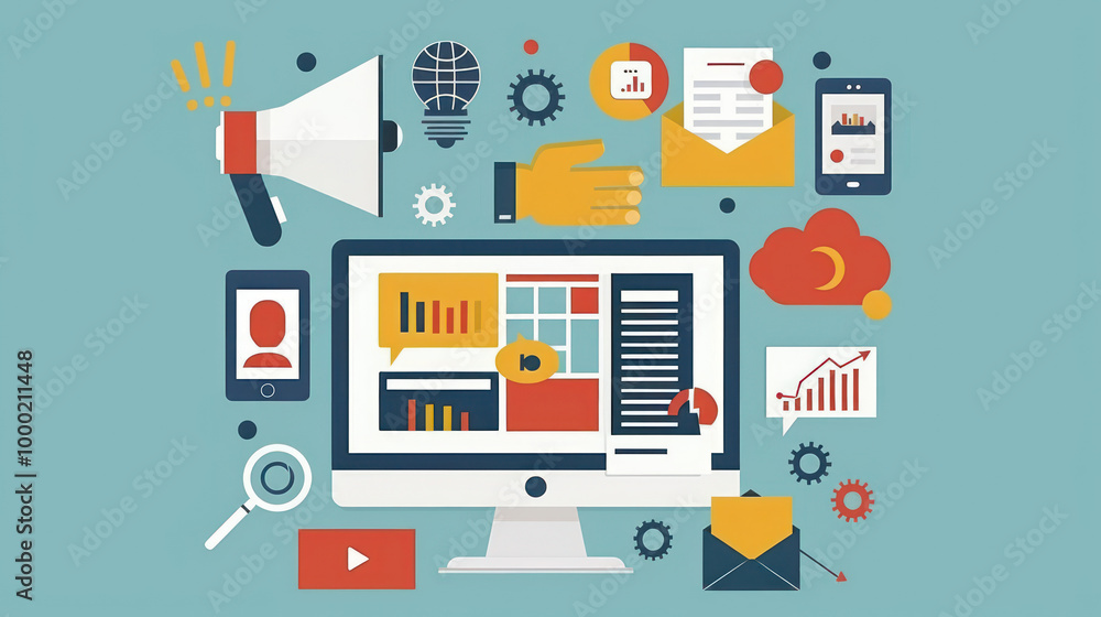 A visual of digital marketing strategies for tech startups, showcasing growth hacking, SEO, and social media marketing. A visual of digital marketing strategies for tech startups, showcasing growth hacking, SEO, and social media marketing.