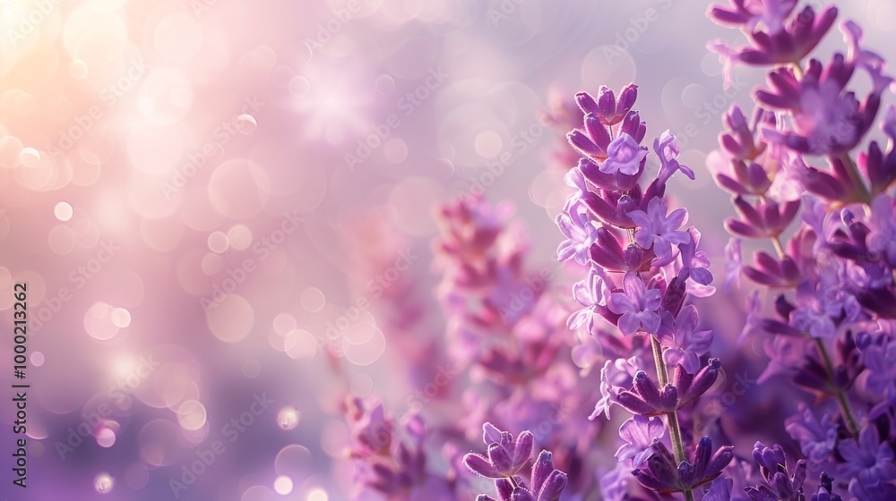 Lavender flowers on dreamy background with soft focus and pastel colors with beautiful bokeh effect and warm sunlight Lavender flowers on dreamy background with soft focus and pastel colors with beautiful bokeh effect and warm sunlight
