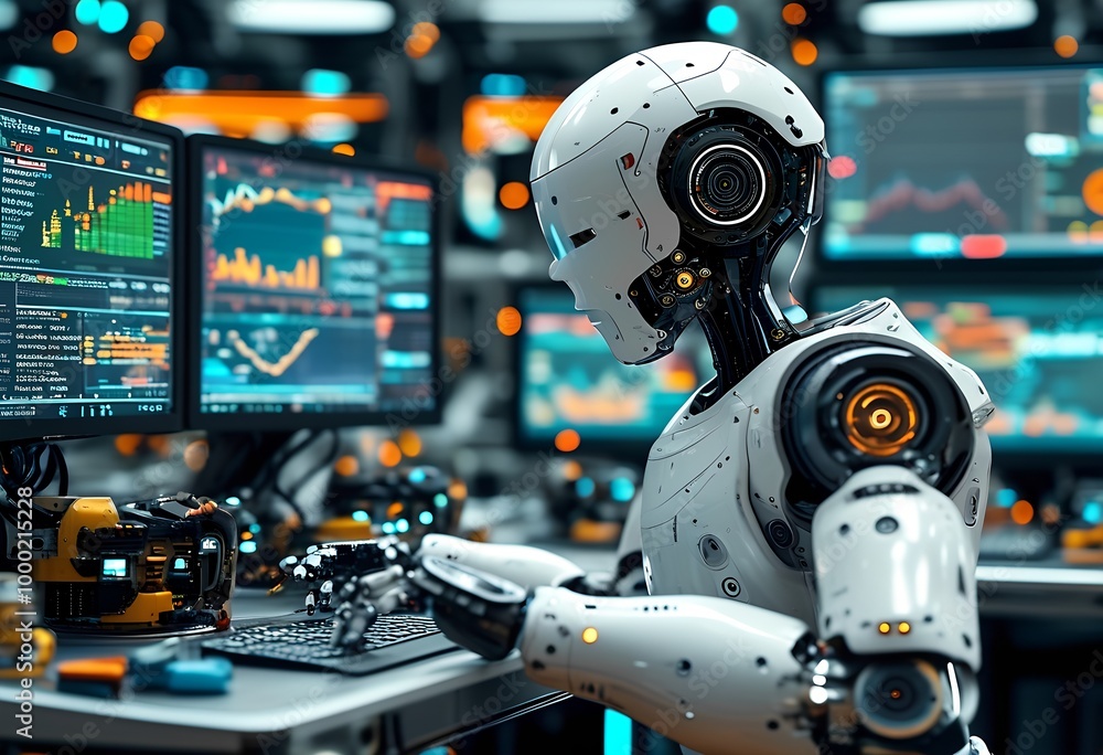 robot writing code robot writing code