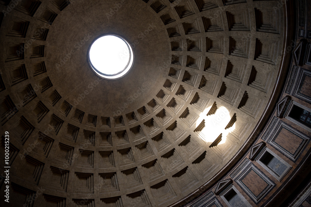 View of the oculus iInside the Pantheon in Rome, the famous temple built by Hadrian in AD 126. View of the oculus iInside the Pantheon in Rome, the famous temple built by Hadrian in AD 126.