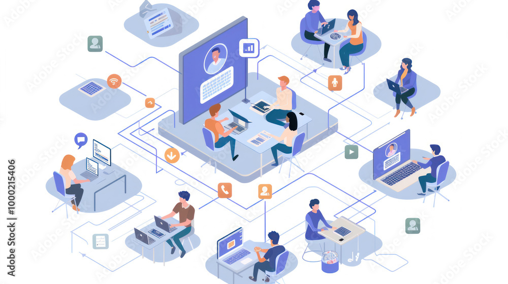 A visual of remote sales teams using cloud-based tools to collaborate, manage leads, and close deals from anywhere. A visual of remote sales teams using cloud-based tools to collaborate, manage leads, and close deals from anywhere.