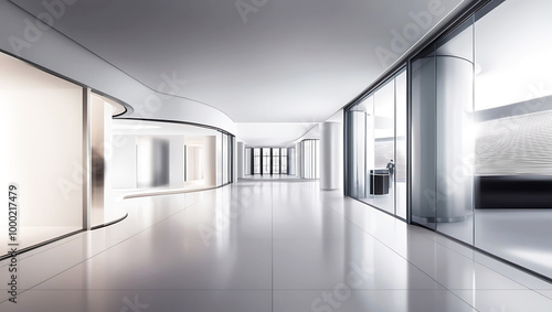 futuristic modern office building interior