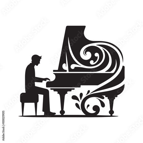 Elegant Piano Silhouette Vectors - Perfect for Music-Themed Designs