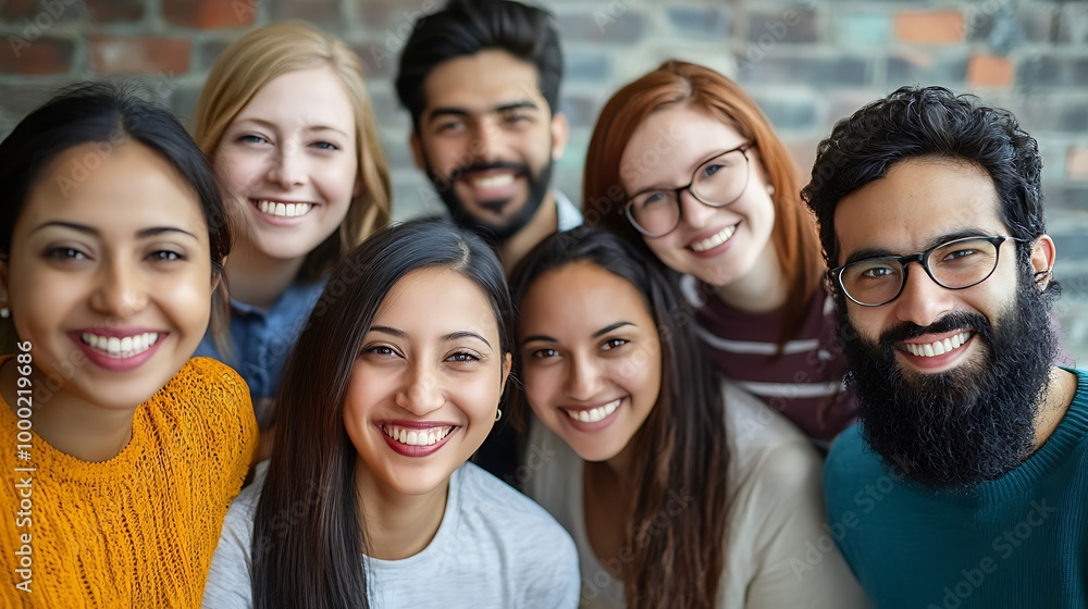 Diverse and inclusive group of office colleagues smiling at a team building workshop event, workplace race inclusion and diversity concept Diverse and inclusive group of office colleagues smiling at a team building workshop event, workplace race inclusion and diversity concept