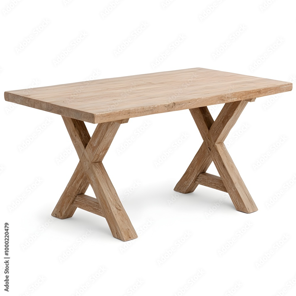 Elegant Rectangular Oak Dining Table on Plain Background Elegant Rectangular Oak Dining Table on Plain Background