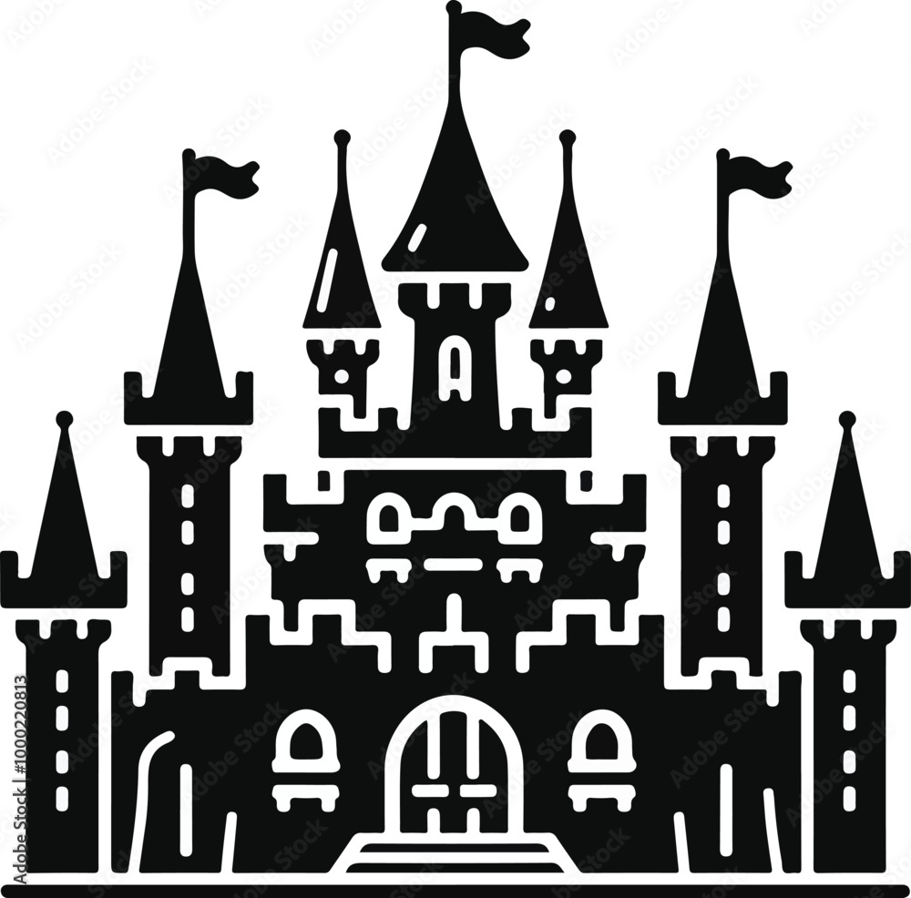 Obraz premium Hindu spiritual temple black silhouette