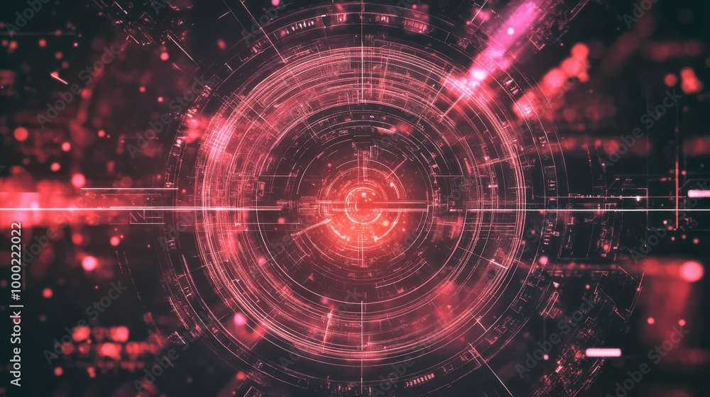 Targeting Reticule Sifi Glitchy HUD reticle in cyberpunk style, creating a techy user interface ...
