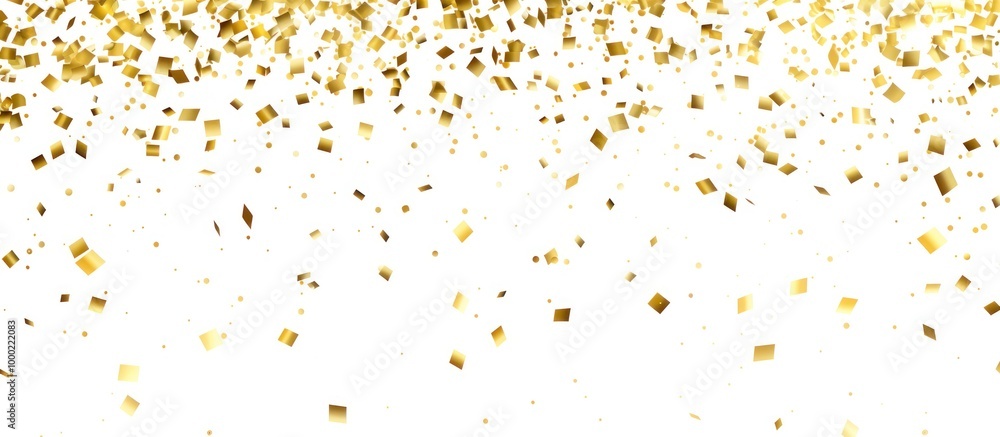Abstract gold glitter confetti on white background, celebration decoration banner design Abstract gold glitter confetti on white background, celebration decoration banner design