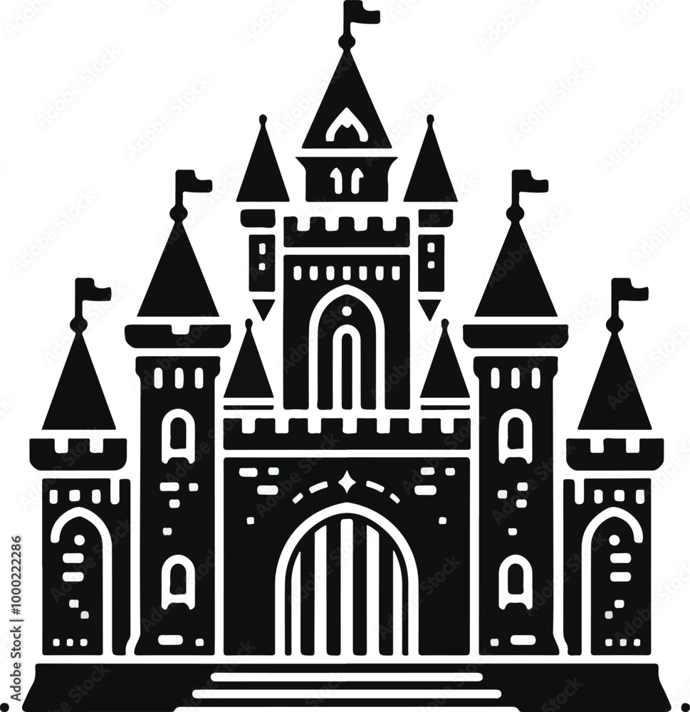 Obraz premium Hindu spiritual temple black silhouette