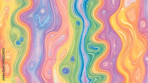 Colorful abstract swirls create a vibrant pattern resembling flowing watercolor art in soft pastels and bold hues