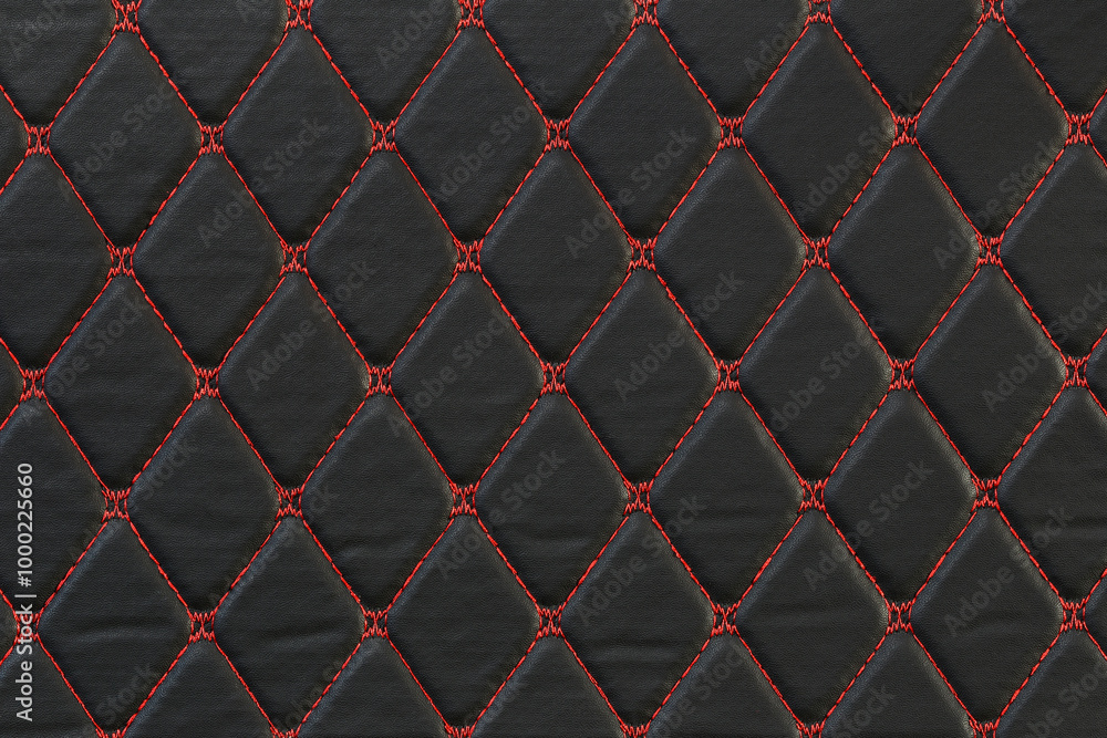 Textured carpet Pattern with Red Stitching Detail.