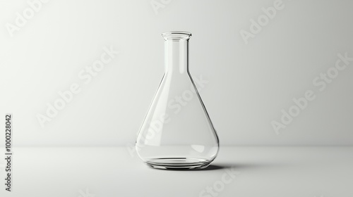 Empty glass flask on a white surface. photo