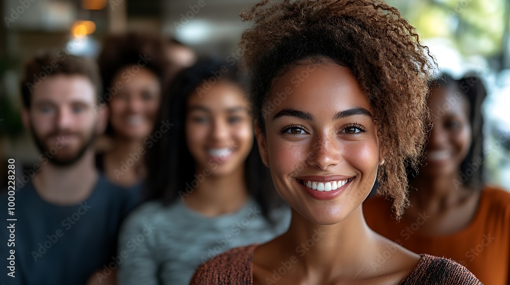 Diverse and inclusive group of office colleagues smiling at a team building workshop event, workplace race inclusion and diversity concept Diverse and inclusive group of office colleagues smiling at a team building workshop event, workplace race inclusion and diversity concept