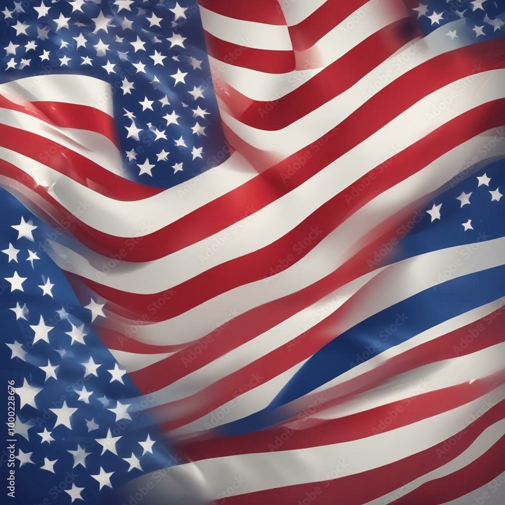Patriotic Illustration of American Veterans with USA Flag Patriotic Illustration of American Veterans with USA Flag