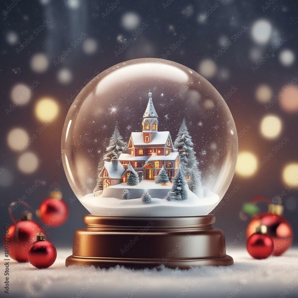 Enchanting Snow Globe Christmas Scene by AI Technology