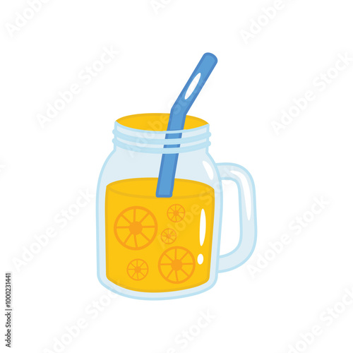 summer refreshing juice jar illustration