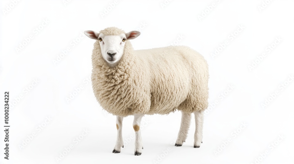 Fototapeta premium Sheep on isolated background look at camera