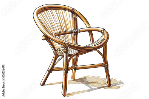 Cane chair isolated illustration