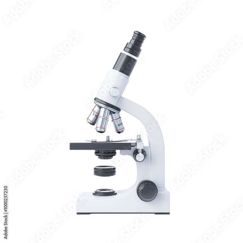 High-quality microscope, ideal for laboratory research and educational purposes, isolated on transparent background.